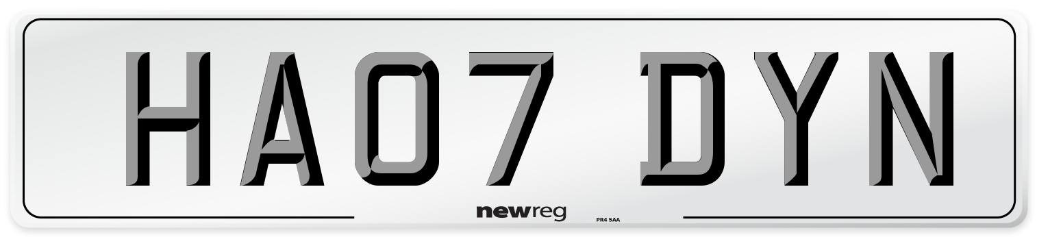 HA07 DYN Number Plate from New Reg